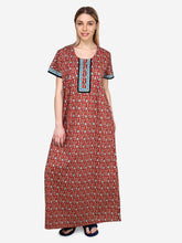 Evolove Womens Cotton Night Dress Long Nighty (LNGCO3058RD)