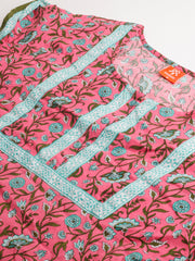 Evolove Women's 100% Cotton Printed Maxi Nightgown Long Nighty Sleepwear for Ladies Super Soft Comfortable Design