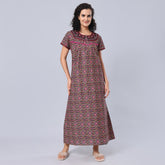 Evolove Women's 100% Cotton Printed Maxi Nighty Sleepwear Super Comfortable & Soft Cotton.