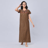 Evolove Women's 100% Cotton Printed Maxi Nighty Sleepwear Super Comfortable & Soft Cotton.