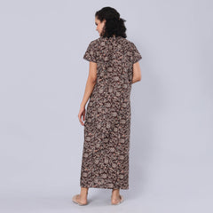 Evolove Women's 100% Cotton Printed Maxi Nighty Sleepwear Super Comfortable & Soft Cotton.