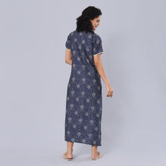 Evolove Women's 100% Cotton Printed Maxi Nighty Sleepwear Super Comfortable & Soft Cotton.