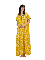Loose Fit Viscose Liva Nighty with Embroidery Floral Printed Super Soft Comfortable Design