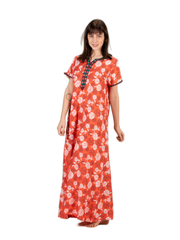 Loose Fit Viscose Liva Nighty with Embroidery Floral Printed Super Soft Comfortable Design