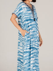 Evolove Loose Fit Nighty Long Maxi Sleepwear Nightgown for Women's or Ladies with Stylish Button or Zipper Viscose Liva Printed Super Soft Comfortable Design