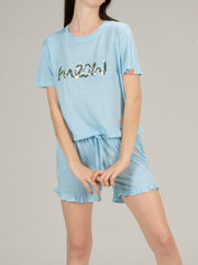 100% Cotton Knitted Shorts & Tshirt Set   Night Wear Suit with Pockets Elastic Waist Super Soft Comfortable