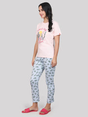 Evolove Women's Cotton Half Sleeves Round Neck Night Suit Set/Top Pyjama Set Super Soft Comfortable