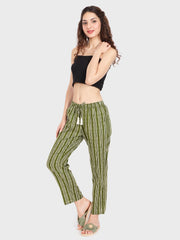 Evolove Women's Cotton Printed Pajama Relaxed Lounge Pants With Pockets ( Olive)