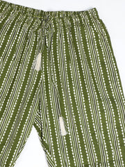 Evolove Women's Cotton Printed Pajama Relaxed Lounge Pants With Pockets ( Olive)