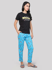 Evolove Women's Cotton Half Sleeves Round Neck Night Suit Set/Top Pyjama Set Super Soft Comfortable (Blue)