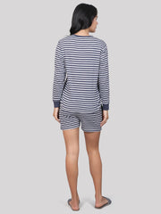 Evolove Women's 100% Cotton Shorts Set | Round Neck Full Sleeves Tshirt Shorts with Pockets Super Soft Comfortable