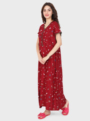 Evolove Women's Rayon Printed Maxi Nighty Sleepwear Super Comfortable