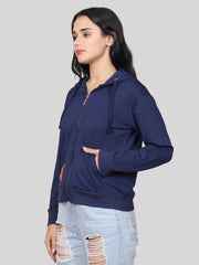 Evolove Women's Cotton Fleece Round Neck Hooded Winter Wear Long Sleeve Sweatshirt