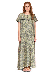 🌸 Evolove Alpine Nighty with Side Pocket & Neckline Embroidery | Full-Length | Side Pocket