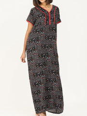 Loose Fit Nighty Button or Zipper Viscose Liva Printed Super Soft Comfortable Design ( M to 3XL Size )