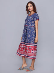 Women’s Navy Blue Printed Ankle Length Nighty (ANGCO3152NY)