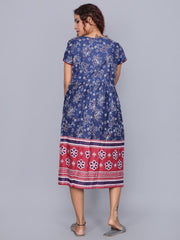 Women’s Navy Blue Printed Ankle Length Nighty (ANGCO3152NY)