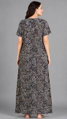 Women's 100% Pure Rayon Fabric Smoking Pattern Long Nightgown | Full Length Maxi Nighty | Soft Breathable Sleepwear with Pocket