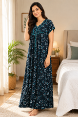 Evolove Soft Everyday Sleep Dress with Zipper | Dark Navy (LNGRY3545DN)