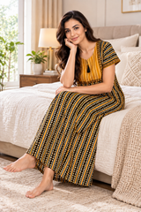Women's 100% Pure Cotton Nighty with Pocket – Comfortable Daily Wear (LNGCO1652BK)