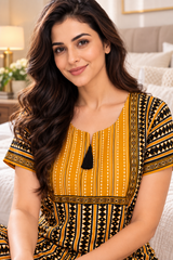 Women's 100% Pure Cotton Nighty with Pocket – Comfortable Daily Wear (LNGCO1652BK)