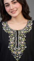 Women's Designer Kashmiri Embroidered Long Nightgown | Premium Bizzy Lizzy Fabric | Full Length Maxi Nighty | Soft, Breathable & Comfortable Sleepwear | Daily Wear & Lounge Wear