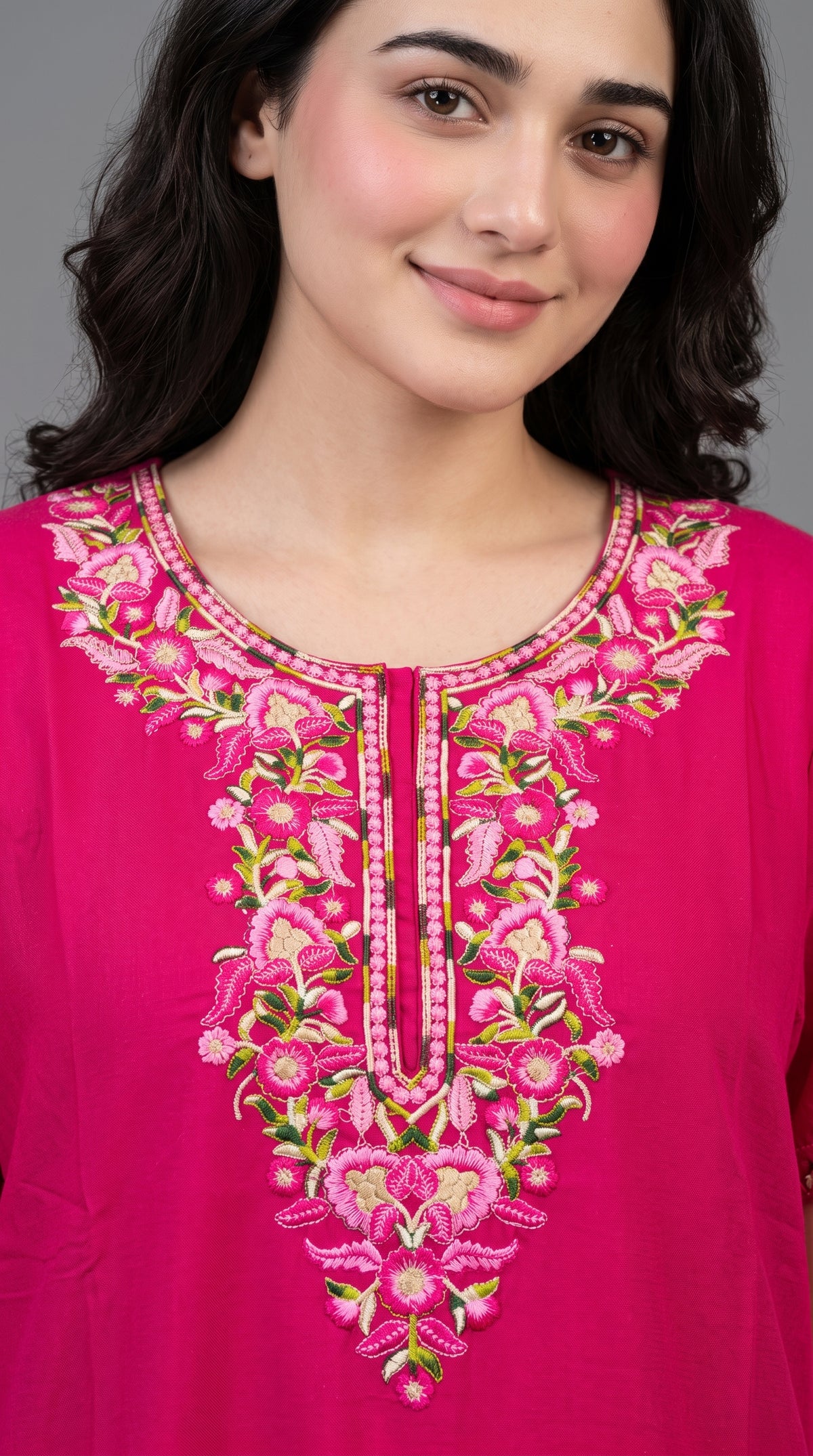 Designer Kashmiri Embroidered Long Nightgown for Women | Premium Bizzy Lizzy Fabric | Evolove