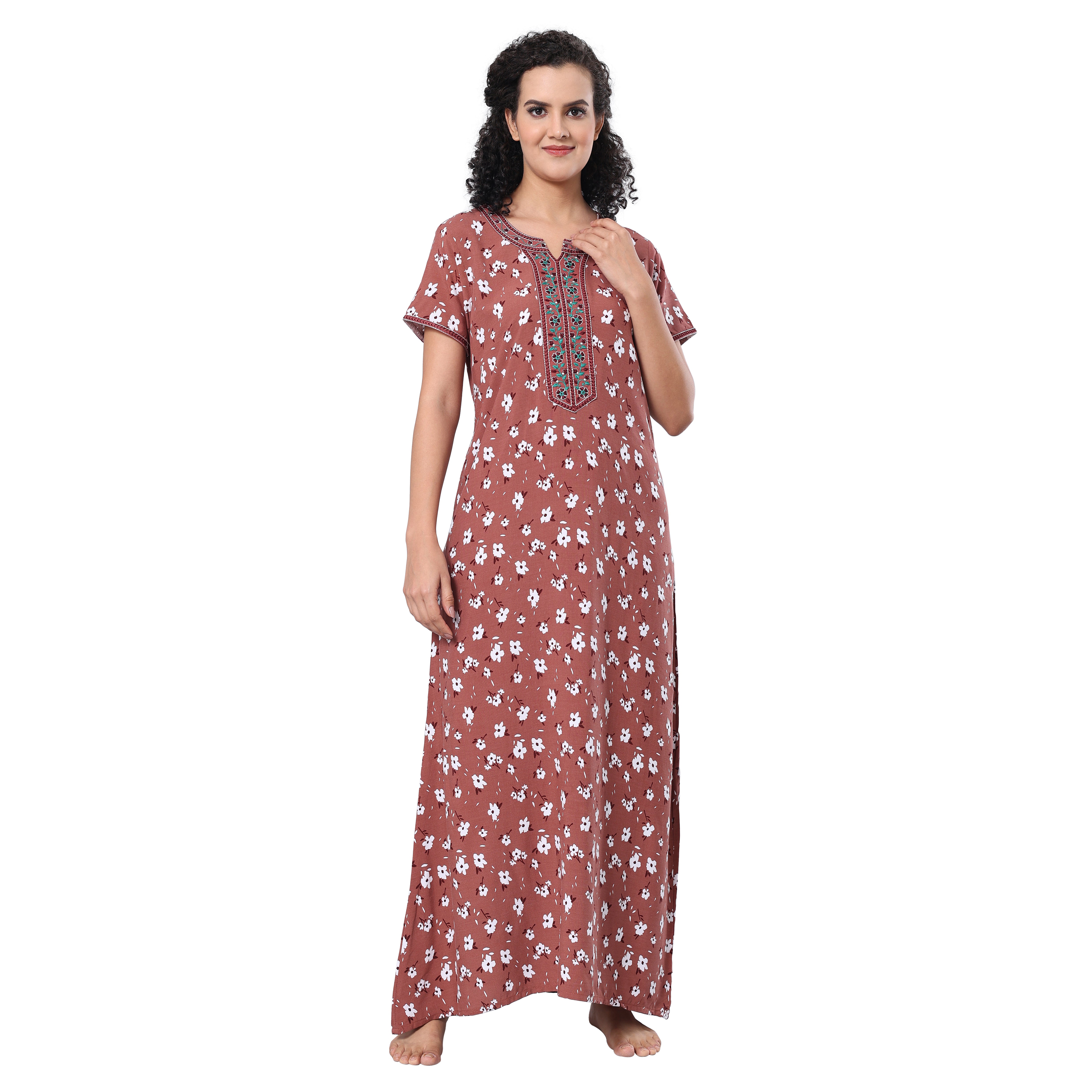 Evolove Women's Viscose Liva Long Maxi Night Gown Nighty Dress With Pocket, Super Soft Comfortable