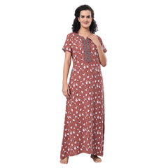 Evolove Women's Viscose Liva Long Maxi Night Gown Nighty Dress With Pocket, Super Soft Comfortable