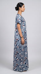 Alpine Designer Long Embroidered Nighty for Women with Side Pocket | Soft Breathable Fabric | Printed Maxi Nighty | Comfortable Daily Wear