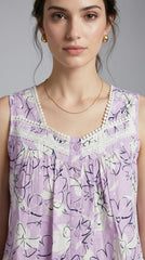Evolove x Venus Women’s Lavender Dobby Capri Set | Premium Floral Sleepwear | Soft Everyday Loungewear (NCSDB3509LR)