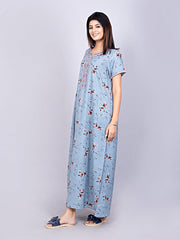 Alpine Nighty with Side Pocket & Neckline Embroidery | Printed