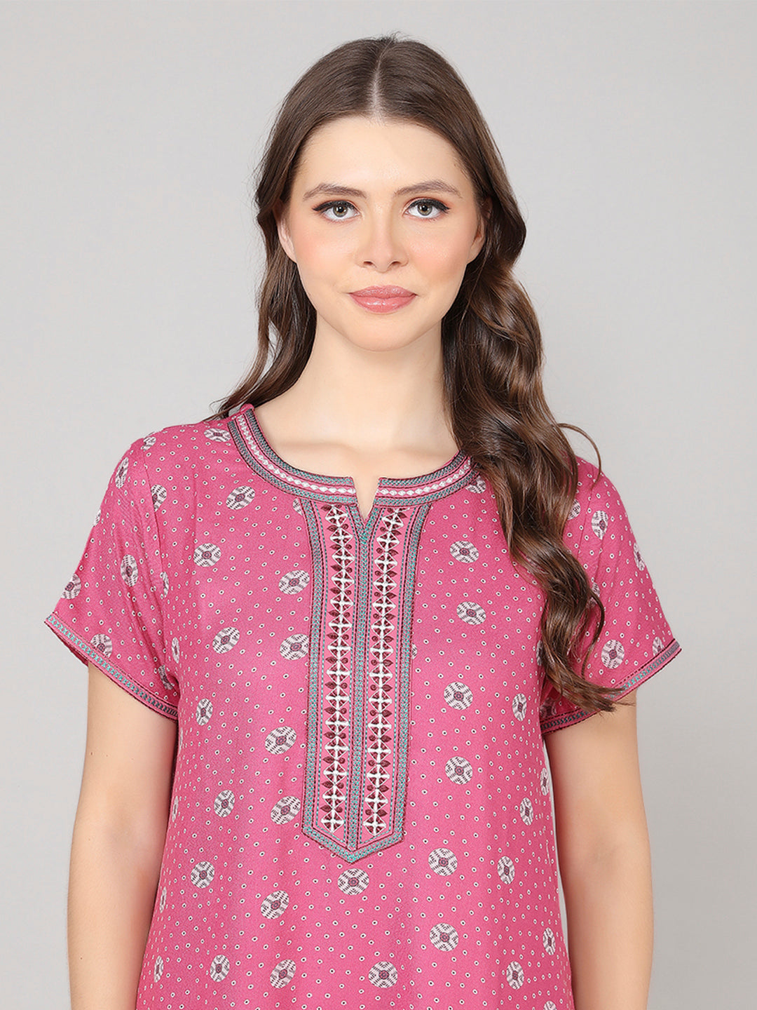 Alpine Long Nightgown for Women with Side Pocket | Soft Breathable Fabric | Printed Maxi Nighty | Comfortable
