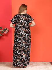 🌸 Evolove Alpine Nighty with Side Pocket & Neckline Embroidery | Full-Length | Side Pocket