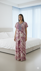 🌸 Alpine Women’s Printed Long Nightgown | Short Sleeves | Full-Length | Side Pocket | Soft Comfortable Nightwear