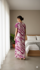🌸 Alpine Women’s Printed Long Nightgown | Short Sleeves | Full-Length | Side Pocket | Soft Comfortable Nightwear