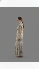 🌸 Alpine Women’s Printed Long Nightgown | Short Sleeves | Full-Length | Side Pocket | Soft Comfortable Nightwear