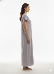 🌸 Alpine Women’s Printed Long Nightgown | Short Sleeves | Full-Length | Side Pocket | Soft Comfortable Nightwear