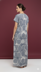 🌸 Alpine Women’s Printed Long Nightgown | Short Sleeves | Full-Length | Side Pocket | Soft Comfortable Nightwear