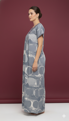 🌸 Alpine Women’s Printed Long Nightgown | Short Sleeves | Full-Length | Side Pocket | Soft Comfortable Nightwear