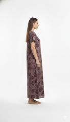 🌸 Alpine Women’s Printed Long Nightgown | Short Sleeves | Full-Length | Side Pocket | Soft Comfortable Nightwear