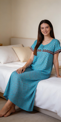 Premium Cotton Long Nightgown for Women – Soft Breathable Printed Nightdress