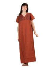 Evolove Women's 100% Cotton Printed Maxi Nighty Sleepwear Super Comfortable & Soft Cotton