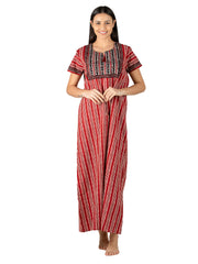 Women’s Cotton Ankle Length Nightgown with Round Neck (LNGCO3046RU)