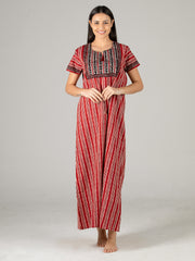 Women’s Cotton Ankle Length Nightgown with Round Neck (LNGCO3046RU)