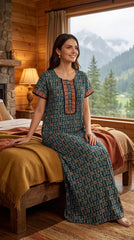 Evolove Women's Cotton Long Maxi Night Gown Nighty Dress with Pocket & Stylish Button, Super Soft Comfortable