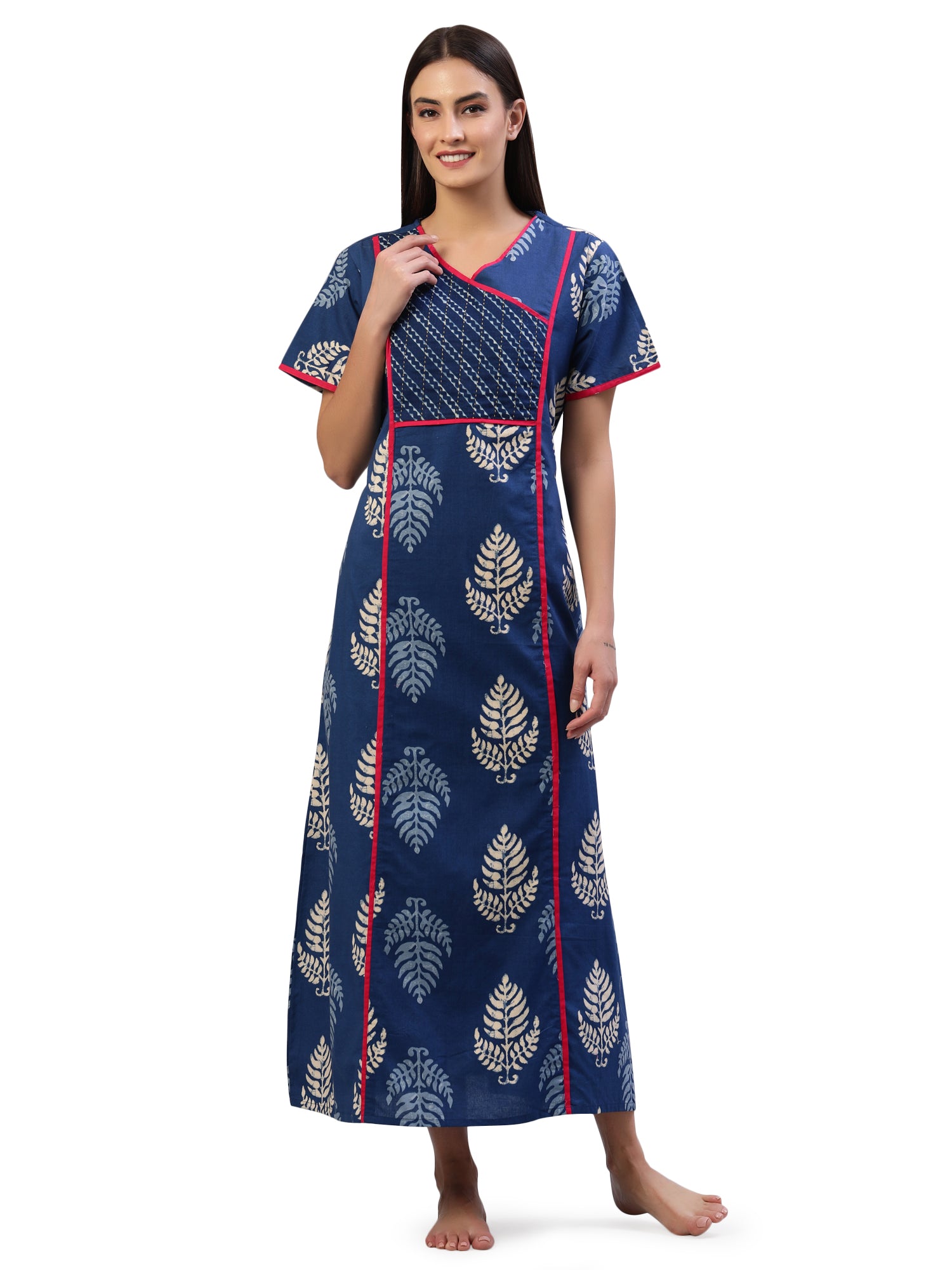 Evolove Women's 100% Cotton Printed Maxi Nightgown Long Nighty Sleepwe –  Evolove India