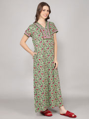 100% Cotton Nighty with Side Pocket | Printed