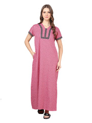 100% Cotton Nighty with Side Pocket | Printed