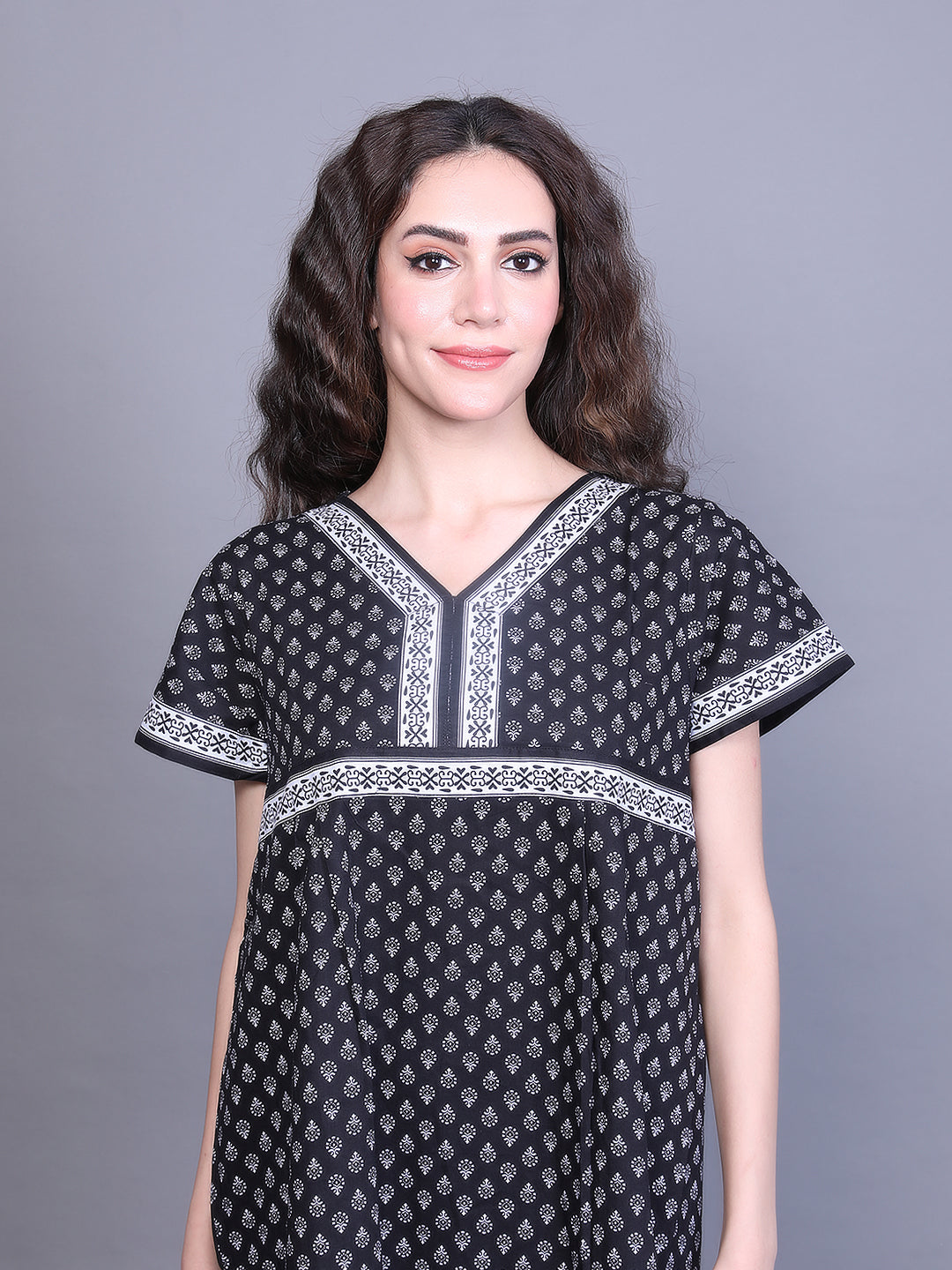 100% Cotton Nighty with Side Pocket | Printed.